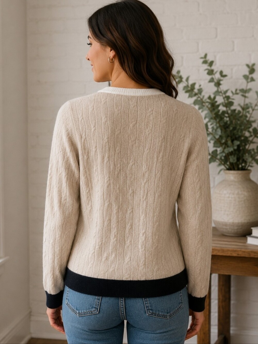 Ann Taylor LOFT Cable Knit Crew Sweater, Size M - Picture 4 of 14